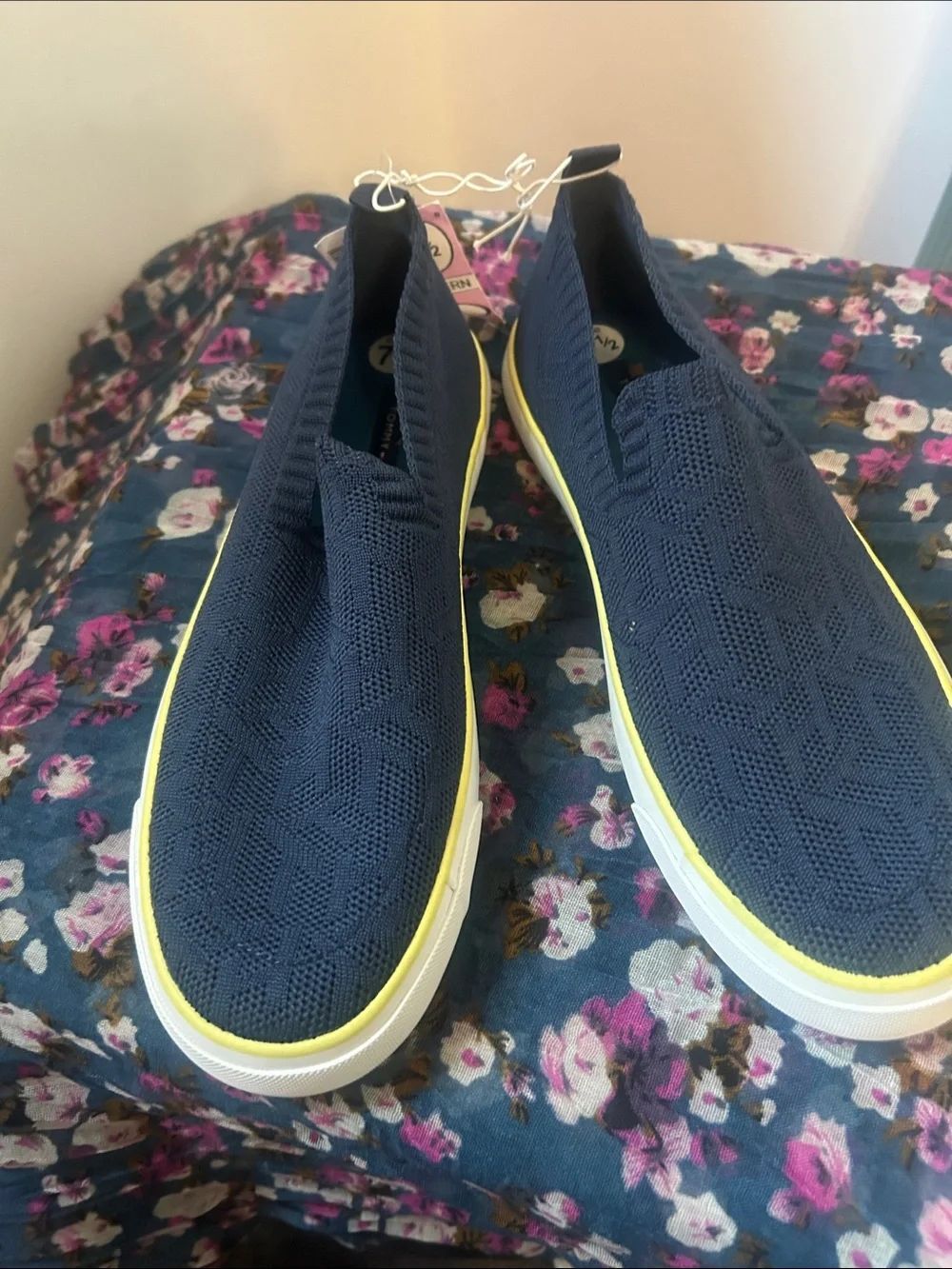 Tommy Hilfiger Twgilrey Women's Slip-On Knit Sneakers - Navy with Yellow Trim